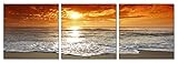SLS Vision. Morning Beach. 60 x 20 inches. Ready to Hang. Contemporary Art, Modern Wall Decor, 3 Panel Commercial Grade Machine Framed Giclee Canvas Print. Home Decoration Painting. A1208L