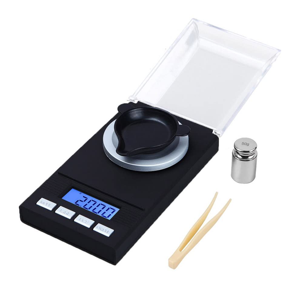 VOANZO Portable Digital Weighing Scale 50 g / 0.001 g Precise Mini Pocket Scale for Kitchen Jewellery etc with Back-Lit LCD Display
