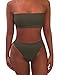Ybenlow Women's 2 Piece Solid Bandeau Swimsuit Top Bottom Set,Green,Small