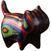 Xtlonbom Wood Cat Figurines， mini cat Desk Decor Cute Handmade Wooden Cat Sculpture Cat Home Office Shelf Desk Decor Sculpture, Gifts for Women and Cat Lovers