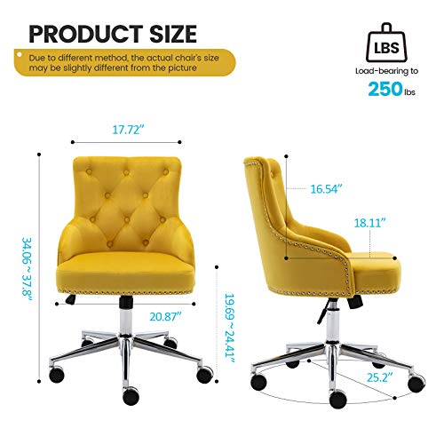 Irene House Modern MidBack Tufted Velvet Fabric Computer Desk Chair
