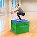 GYMAX Gymnastics Mat, Folding Incline Cheese Wedge Mat with Waterproof Detachable Leather & Carry Handle, Easy to Clean 48‘’ x 24’’ Tumbling Mat for Exercise, Yoga, Kids Home Gym Fitness (Blue+Green)