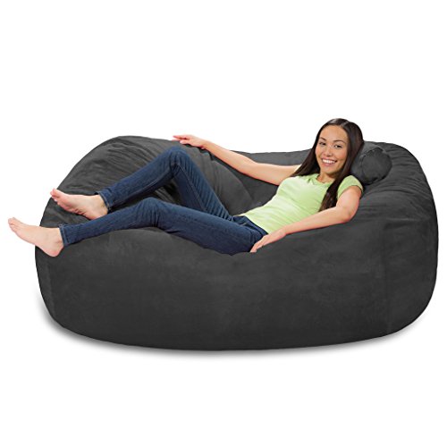 Comfy Sacks 6 ft Lounger Memory Foam Bean Bag Chair, Charcoal Micro Suede