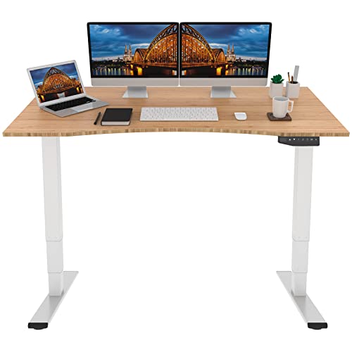 FLEXISPOT Bamboo 60x30 Inch 3 Stages Dual Motor Electric Standing Desk