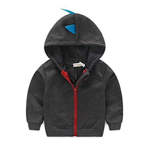 Baby Boys Long Sleeve Dinosaur Hoodies Clothes Jacket Toddler Zip-up Sweatshirt