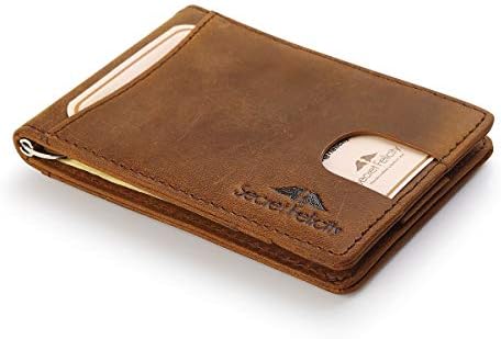 Men's Genuine Leather RFID Blocking Wallet With Money Clip For Men Father Husband Boyfriend Slim Bifold Profile