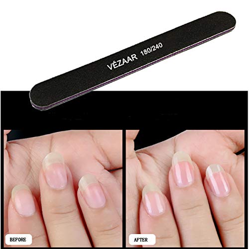 VÉZAAR Nail Files Emery Board, 10PCS Nail Polish Remover Black Washable Double Sided 180/240 Grit Sanding Pads for Manicurist, Nail Salons, Personal Nail Care, Art DIY - Thumbnail 3