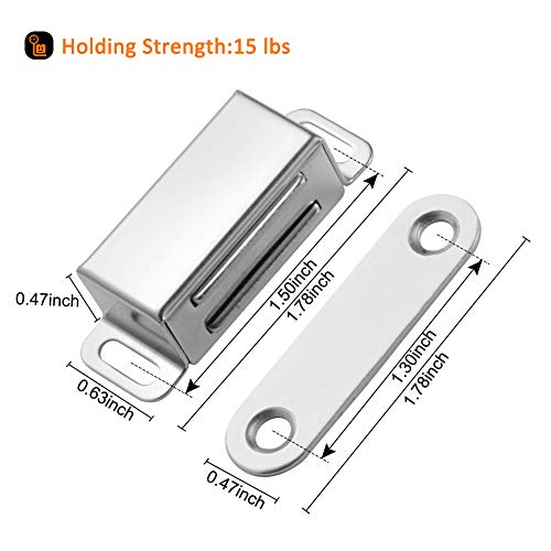 Magnetic Door Catch Elitlife 12 Pack Cabinet Door Magnets 15 lbs Strong Cabinet Magnet Latch Hardware Stainless Steel for Home Kitchen Cupboard Wardrobe Closet Door Closer-Silver