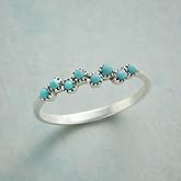 Gixaxak Vintage Turquoise Dainty Ring Turquoise Sterling Silver Plated Rings Turquoise Rings for Women 925 Sterling Silver Ring Stackable Rings for Women Turquoise Stackable Ring 8