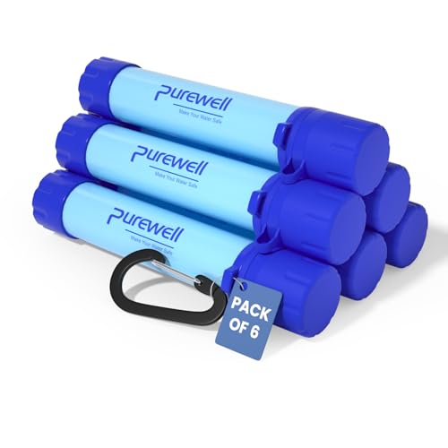 Purewell Outdoor-Wasserfilter – 0,01 μm Ultrafeinfilter entfernt 99,99% Bakterien & Schwermetalle | 1500 Litern Filterkapazität | Tragbarer Trinkwasse