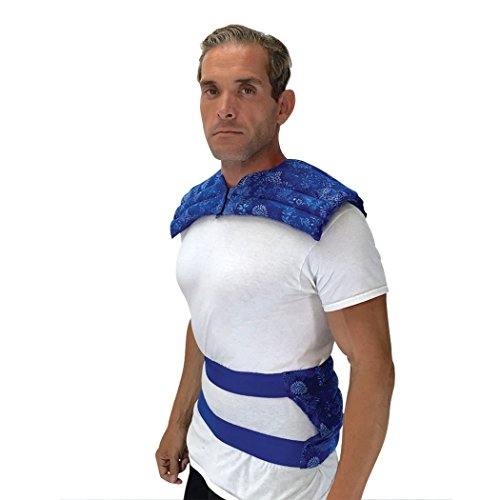 Set of Upper Body + Spine & Back Pack - Microwavable Heating Pads for Neck, Shoulder, Back, Abdominal Pain & Stress Relief by Nature Creation (Blue Flowers)