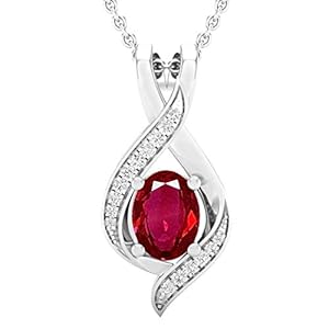 Dazzlingrock Collection 8X6 MM Oval Lab Created Gemstone & Round Natural White Diamond Ladies Infinity Pendant (Gold…