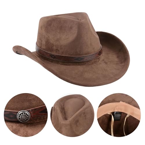 MYKAGS Chapeau de Cowboy pour Femmes et Hommes, Chapeaux Western en Daim, Chapeau Panama, Chapeaux de Cow-Boy à Large Bord, Cow-Girl Western en Daim