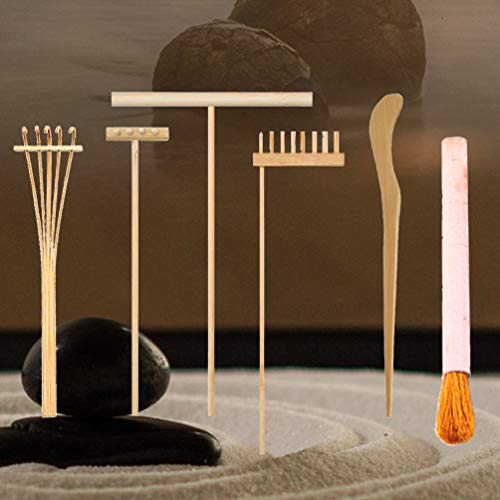 LitLife Zen Garden Tool Rake Set of 6 Mini Play Sand Garden Kit for Desk - Desktop Zen Garden Accessories, Cleaning Brush, Pushing and Drawing Pen, Toy Landscape Rakes