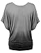 Lock and Love WT1117 Womens V Neck Short Sleeve Ombre Drape Dolman Top XXL BLACK