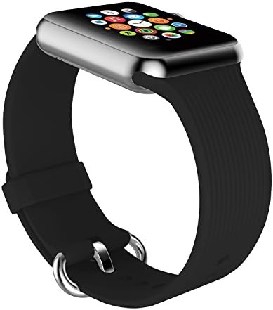 Youther for Apple Watch Bands, Soft Silicone Strap Replacement Wristbands for Apple Watch Sport Series 3 Series 2 Series 1 38mm Black