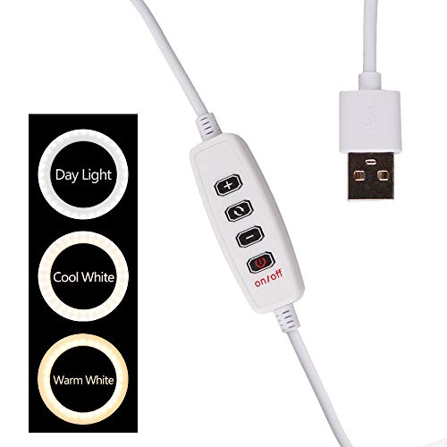 Lusweimi 6-inch Mini LED Selfie Ring Light kit 3000-5500K Adjustable Desktop Lamp USB Plug with Stand for YouTube Makeup/Live/Vlogs, Beauty Lovely Shape with 3 Light Modes &11 Brightness Level (Pink) - Thumbnail 6
