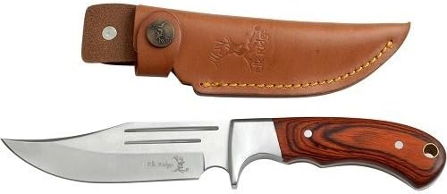 Elk Ridge ER-052 Fixed Blade Hunting Knife, Straight Edge Blade, Pakkawood Handle, 9-1/2-Inch Overall