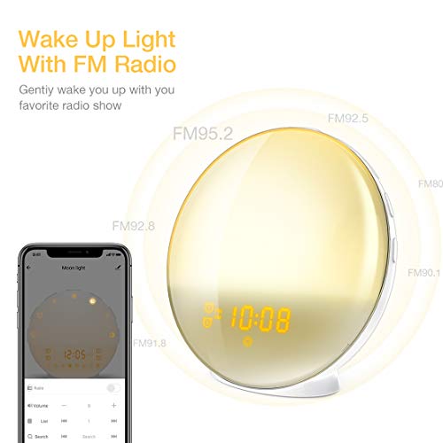 Smart WakeUp Light, Alarm Clock 8 Colored Sunrise Simulation & Sleep
