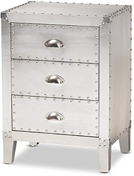 Amazon Com Baxton Studio Claude Silver Metal 3 Drawer Nightstand