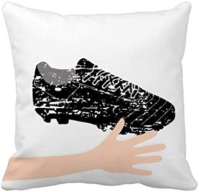 Black Football Shoes Pattern Soccer Hand Throw Pillow Square Cover