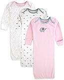 Maybe Baby Kids Infant Boys' and Girls' 3 Pack Set Cotton Baby Gowns w/Mitten Cuffs & Easy Change Expandable Shoulders, 0-6 Months, Elephant