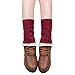 TQS™ Set of 3 Knit Boot Topper Cuff Leg Warmer Bootsock Lace Crochet Detail,Red/Khaki/White,Medium
