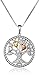 Amazon Collection Sterling Silver and 14k Yellow and Pink Gold Heart Family Tree with Diamond Pendant Necklace, 18