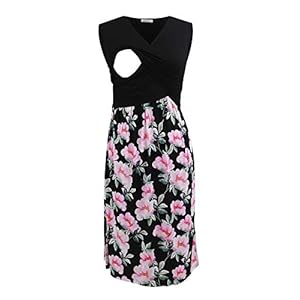 PARNIXS Fashion Women’s Nursing Tank Dress Sleeveless Maternity Nursing Dress