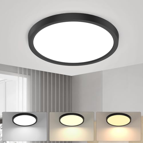 30 cm Lampara de Techo LED, 24W Redonda Plafon Modernas de 3000 k a 6500 k,Temperatura de Color Ajustable, Lámpara para Baño Techo Impermeable para Pasillo/Armario/Baño/Sala