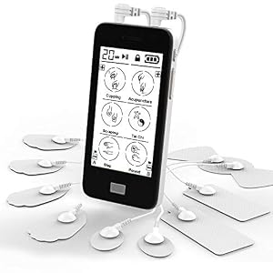 Image of TENS Unit EMS Muscle Stimulator - Upgraded EUNON Rechargeable Touchscreen Electronic Pulse Massager Machine Electric Quell Pain Relief Device with 9 Electrodes Pads, Black&White