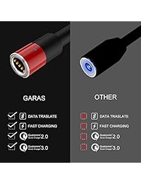 GARAS - Cable cargador de teléfono magnético 3 en 1 de nailon trenzado USB de carga rápida y sincronización de datos con luz LED compatible con Mirco USB, tipo C Smartphone e iProduct(3.9 pies-rojo)