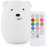 LED Nursery Night Lights for Kids: LumiPets Cute Animal Silicone Baby Night Light with Touch Sensor and Remote - Portable and Rechargeable Infant or Toddler Cool Color Changing Bright Nightlight Lamp