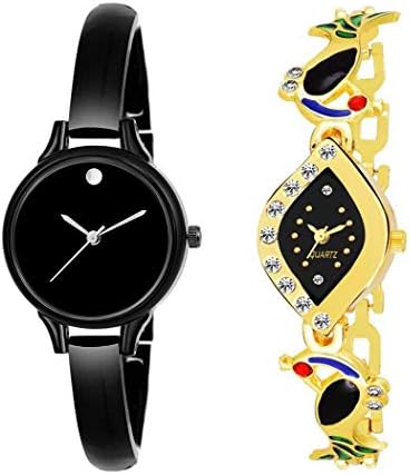 CLOUDWOOD Analogue Black Dial Women's and Girl's Combo Watch-W246B-223B