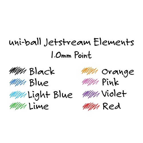 Uni-ball Jetstream Elements Kugelschreiber – 1,0 Mm Miene, Schwarz, 12 Stück (Medium Point)
