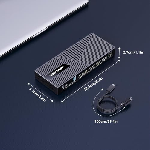 WAVLINK Dock 15-en-1 USB-C, charge 100W, 1x HDMI 4K, 2x HDMI/DP, 2x USB-C, 4x USB-A, GbE, audio, compatible New MacBook Neo/Dell/Asus