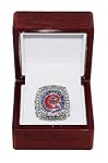 CHICAGO CUBS (Kris Bryant) 2016 NATIONAL LEAGUE CHAMPIONS (World Series Winners) Rare & Collectible High-Quality Replica MLB Baseball Silver Championship Ring with Cherrywood Display Box
