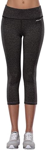 Aenlley Womens Activewear Yoga Pants High Rise Workout Gym Spandex Tights Capris Color BlackGrey Size XS