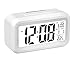 Flow.month Digital Alarm Clock, Battery Operated Long Battery Life Alarm Clock, Back Light/Large Digit Display/Snooze Function/Electronic Alarm Clock for Kids/Bedroom/Heavy Sleepers/Travel-White
