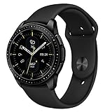 Pedfsy Band Compatible Samsung Galaxy Watch 42mm, Galaxy Watch Active, Gear Sport, 20mm Soft Silicone Resistant Strap Replacement Wristband for Women Men (Black with Black Button, Small)