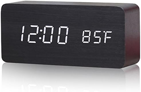 Wooden LED Digital Alarm Clock, Adjustable Brightness, 3 Set of Alarm, Loud Electric Desk Clock for Home, Office, Travel, Bedrooms, Kids