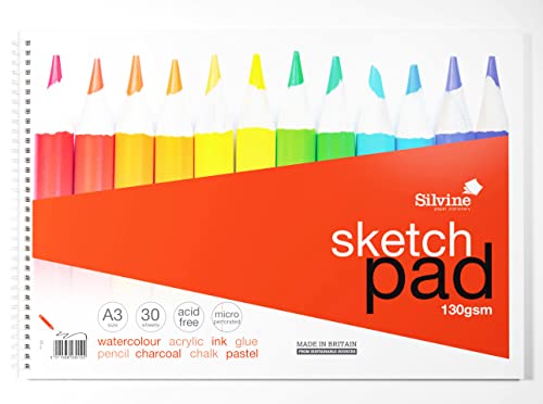 Silvine Sketch Pad A3 130gsm A3 at Amazon