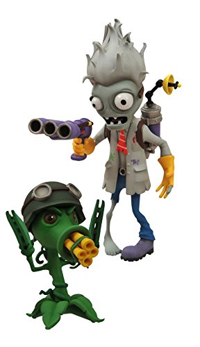 Diamond Select Toys Plants vs. Zombies: Garden Warfare: Scientist Zombie with Healing Station and Gatling Pea Shooter with Chili Bean Select Action Figure (2-Pack)