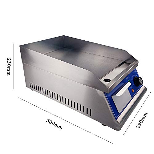 TAIMIKO Commercial Electric Griddle Flat Top Grill HotPlate Kitchen Grill CounterTop Stainless Steel Thermostatic Control 1500W 12" One Year Warranty