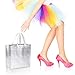Whaline Set of 12 Glossy Reusable Grocery Bag, Tote Bag with Handle, Non-Woven Stylish Present Bag