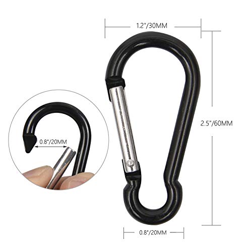Michael Josh 20PCS Carabiner Caribeaner Clip, 2.5"/6CM Small Mini Aluminum D Ring Keychain Carabeaner Bulk Hook Pack - Thumbnail 2