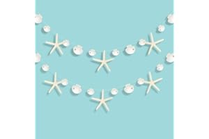 Decor365 White Finger Starfish Sea Shell Garland Ocean Coastal Nautical Party Decoration Starfish Cutouts Hanging Bunting Banner Under The Sea Mermaid Wish Birthday Beach Wedding Decor