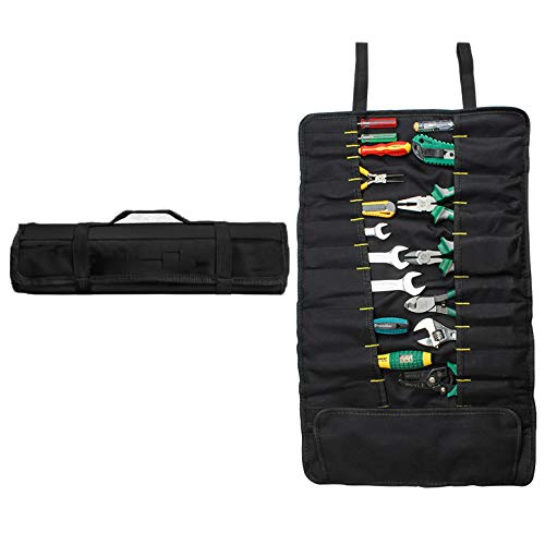 EmptyTool Roll Bag/Multi-Purpose Tool Roll Up Bag/Men Heavy Duty Pocket Canvas Wrench for Men/Tool Wrap Roll Organisers/22 Pockets Tool Bags