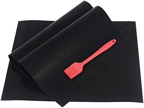 Ciko BBQ Grill Mat Barbecue Grilling&amp;Baking Mats 16 x 13 Inch Non-Stick FDA-Approved - Heat Resistant 500 Degree,Works on Gas Charcoal Electric Grill Ovens Top Grill Accessories(3 Pack + 1 Oil Brush)