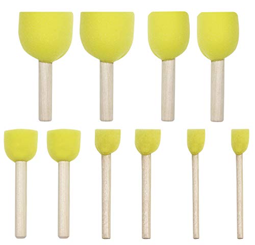 image for Penta Angel Yellow Foam Paint Sponge 10Pcs Assorted Size Wood Handle P